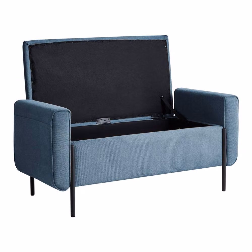 Wyld Haus Blue Water-Repellent Lift-Top Storage Bench with Metal Legs – 4
