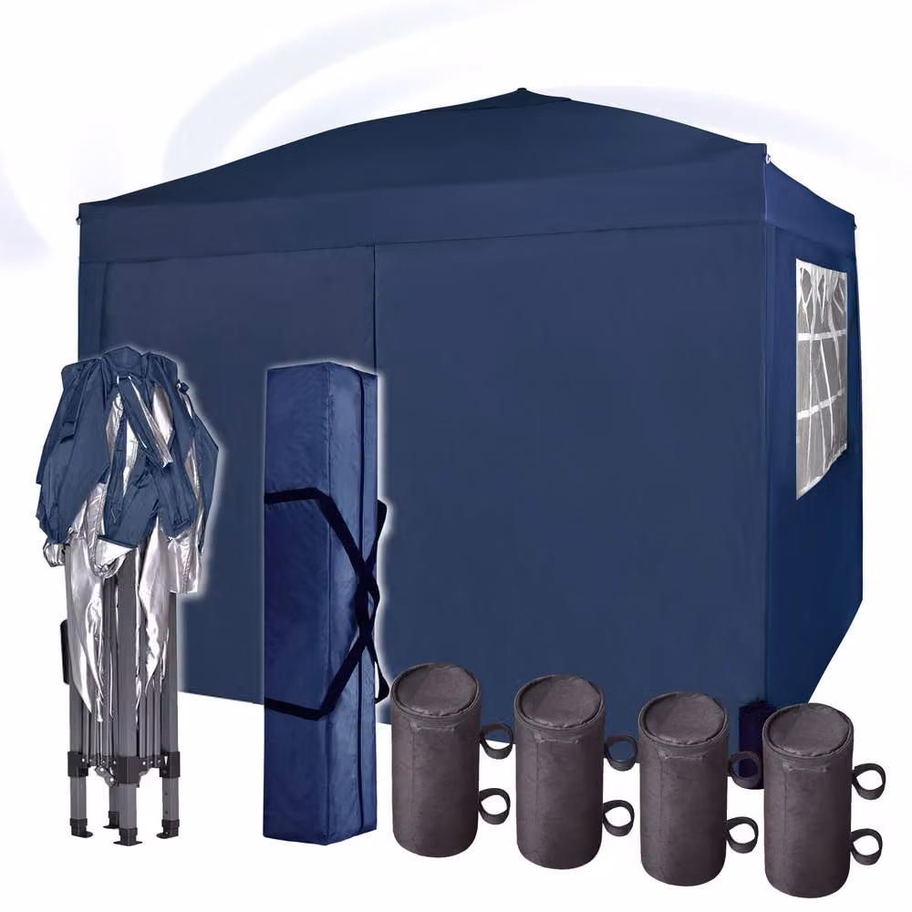 MCC Direct Blue Pop Up Gazebo with Removable Sides, Windows and Storage Bag, W/D: 300 x 300 cm – 4