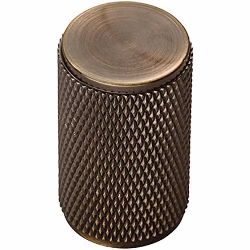 Loops Knurled Cylindrical Cupboard Door Knob in Matt Antique Brass – 1
