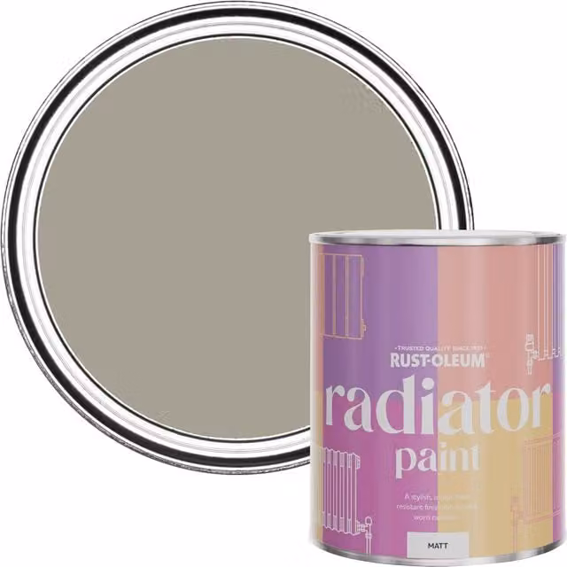 Rust-Oleum Grey Matt Radiator Paint, 750ml