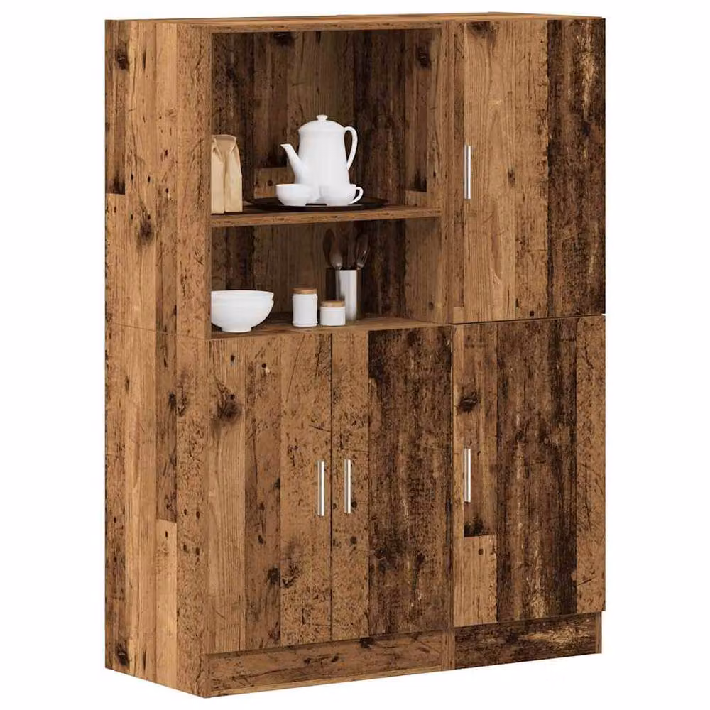 Berkfield Home 2 Piece Rustic Brown Wall Mounted Kitchen Cabinet Set with Hinged Doors and Internal Shelves – 2