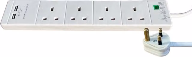 ShaniTech UK to India Travel Adaptor with USB-A Ports, White