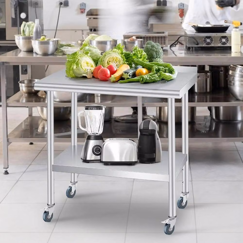 VOGREX Stainless Steel Kitchen Prep Table in Silver, W/D/H: 76.2 x 60.96 x 88.9 cm – 2