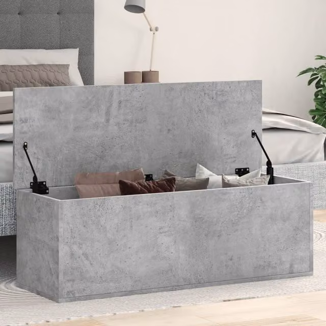 Berkfield Home Storage Box in Concrete Grey, MDF, W/D/H: 102 x 35 x 35 cm – 1