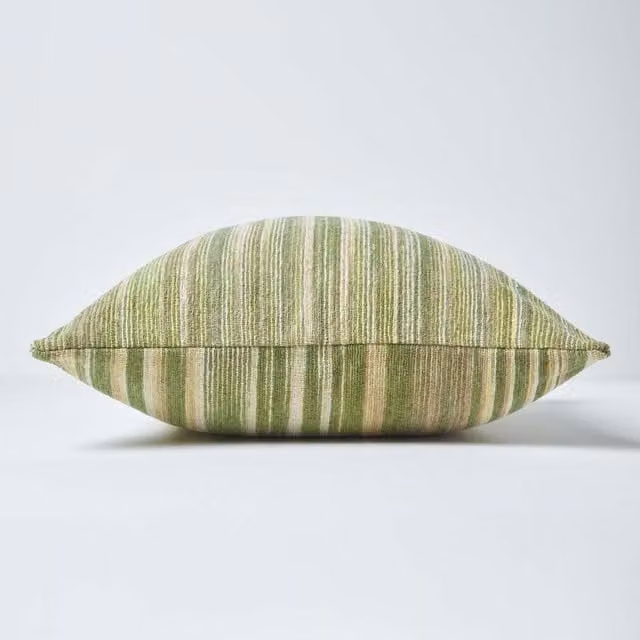 Homescapes Green Cotton Chenille Tie Dye Square Cushion Cover, W: 45 cm