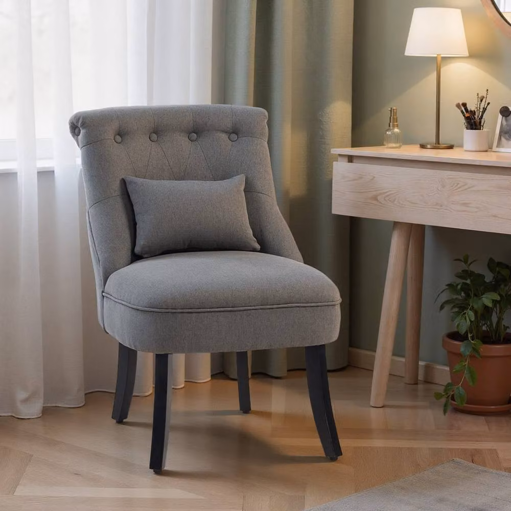 Wyld Haus Fapa Grey Fabric Tub Accent Chair with Solid Wood Legs, H 82 cm x W 69 cm x D 52.5 cm – 6