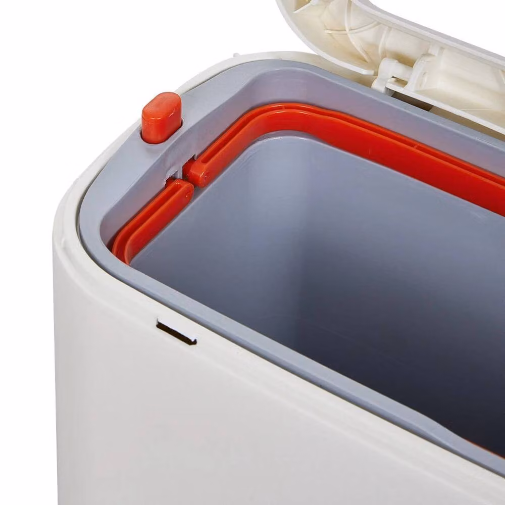 PAWNORA 13L White Plastic Wall Mounted Touch Press Trash Can with Lid – 3