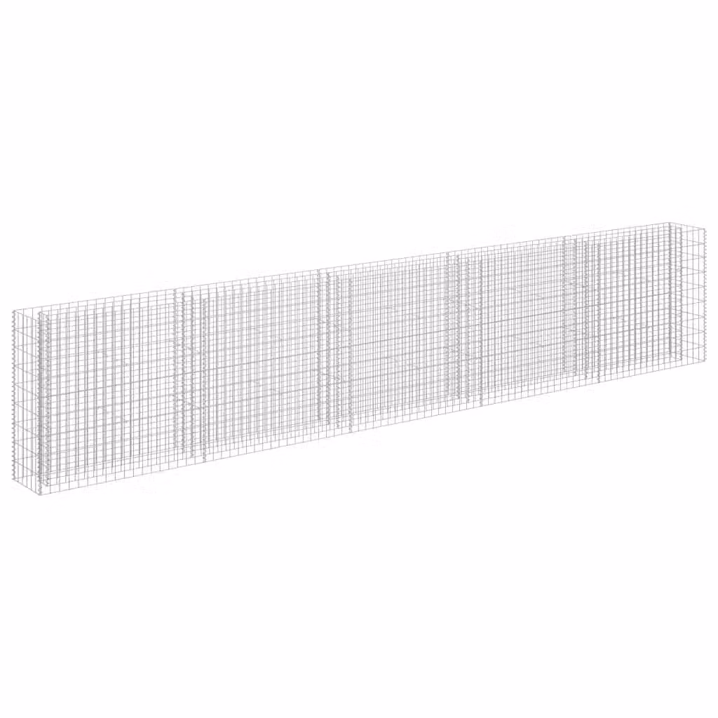 Berkfield Home Silver Galvanised Steel Stone Gabion Raised Bed, W: 450 cm, D: 30 cm, H: 90 cm – 2
