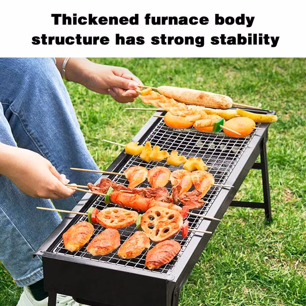 VOGREX Foldable Stainless Steel Charcoal BBQ Grill in Black – 2