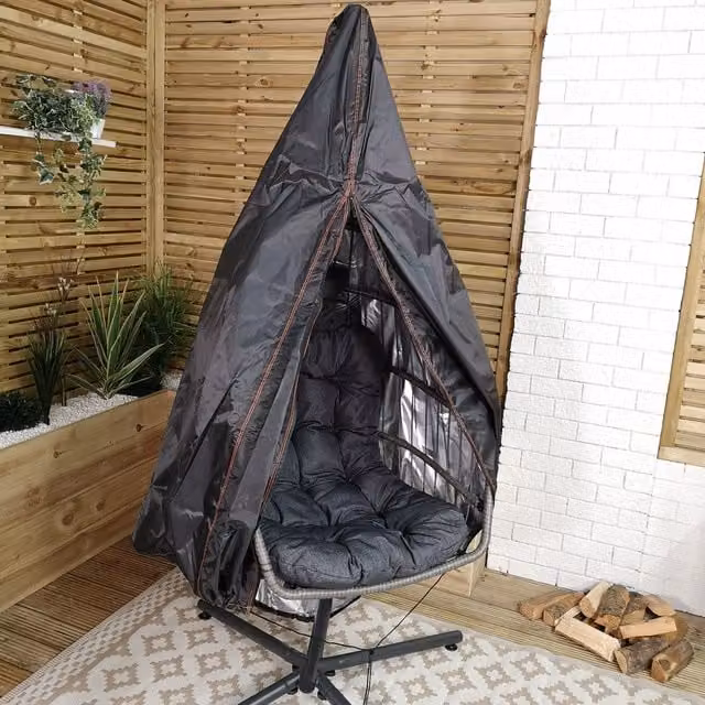 Samuel Alexander Water Repellent Hanging Egg Chair Cover with Zip, Black