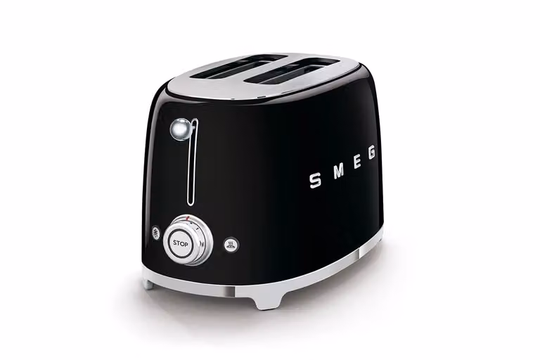 Smeg Kettle and 2 Slice Toaster Set in Black Stainless Steel