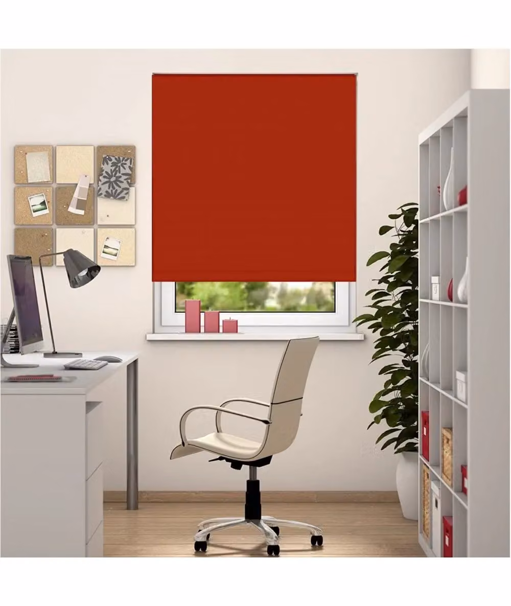 New Edge Blinds Red Thermal Blackout Roller Blind, No Drill Adhesive, W: 175 cm, H: 170 cm – 2