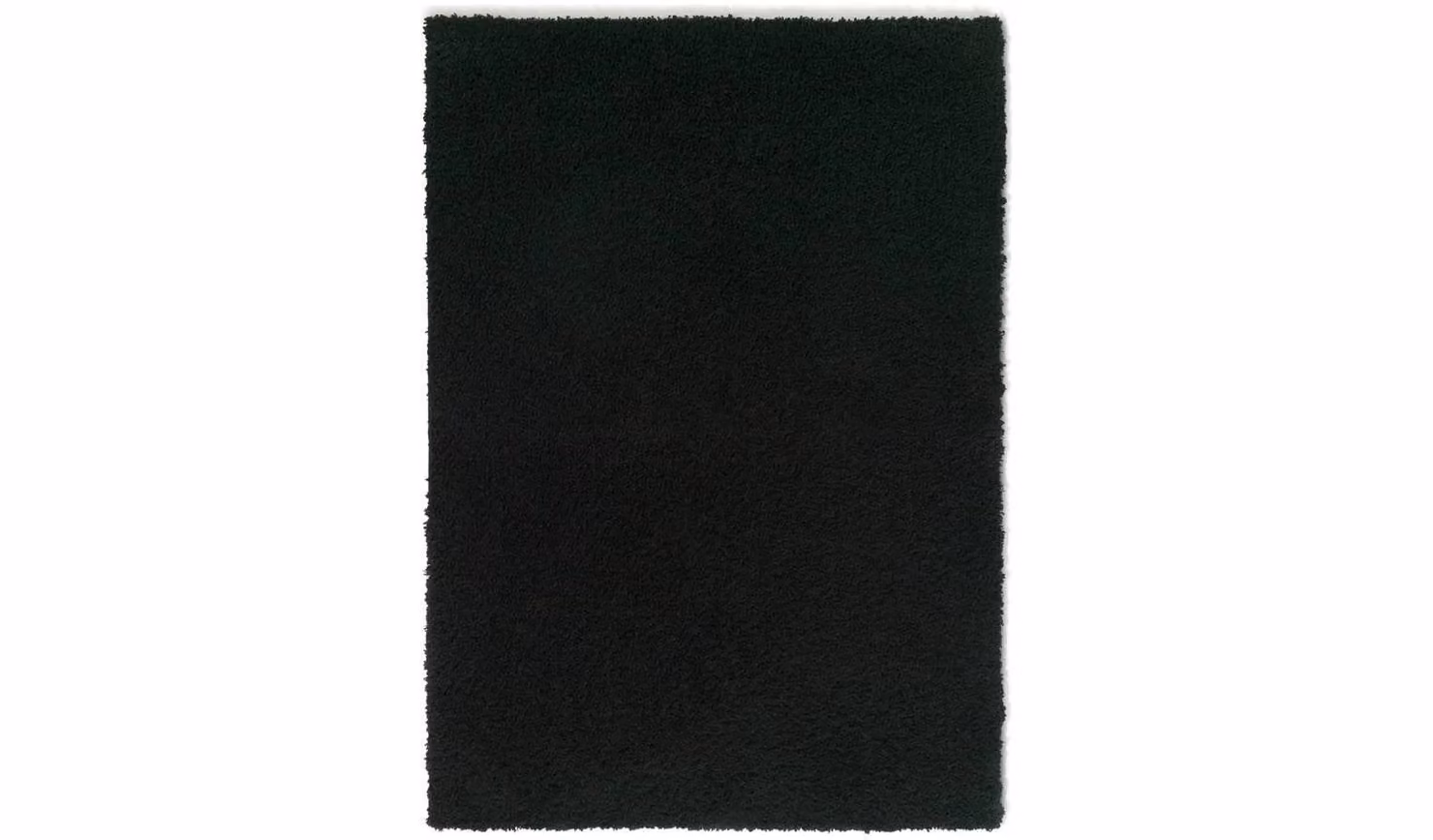 Black Modern Rectangular Shaggy Polyester Rug W: 120 cm, L: 170 cm