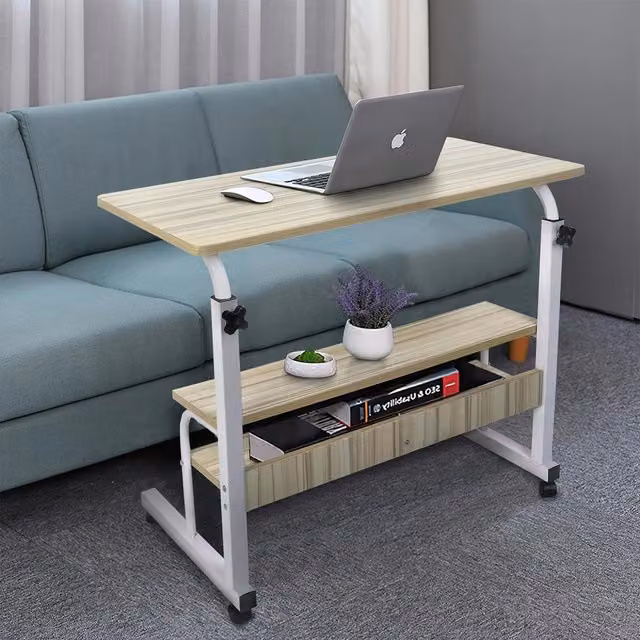 HYGRAD Modern Height Adjustable Laptop Tray Table with Sled Base in Brown