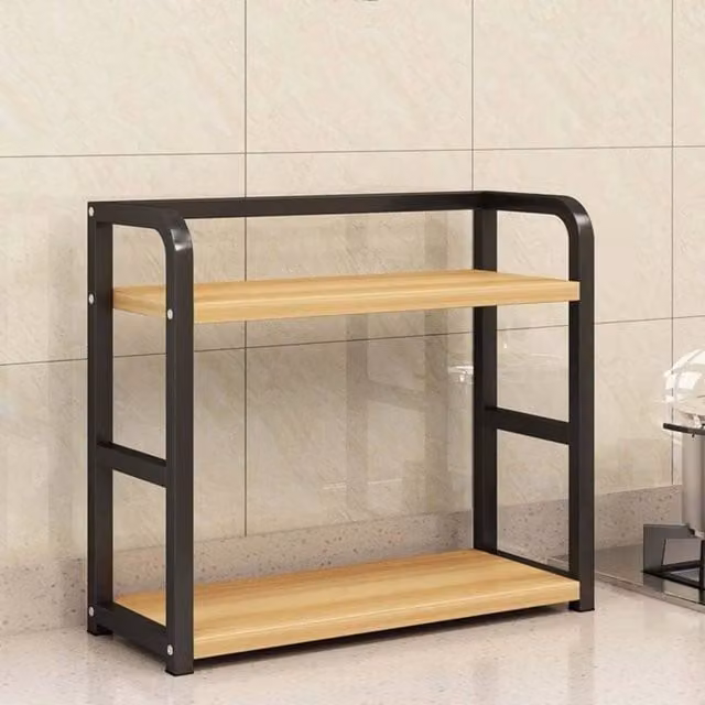 KORVIXA 2 Tier Black Metal Kitchen Spice Rack and Storage Shelf – 1