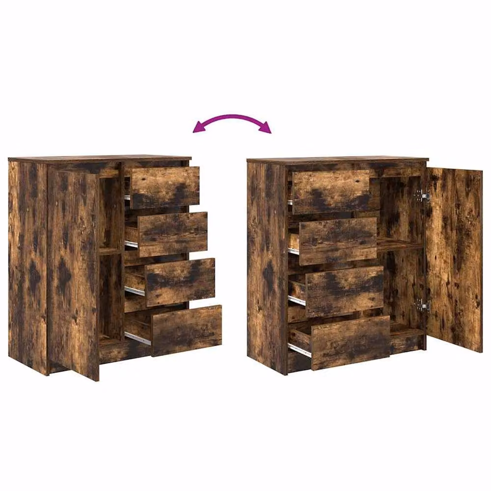 Berkfield Home Sideboard with Drawers in Smoked Oak Brown, W/D/H: 71 x 35 x 84 cm – 5