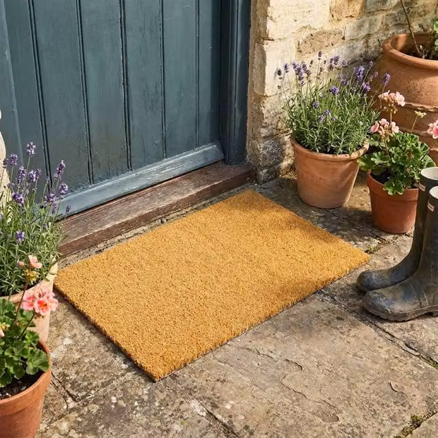 Nicoman Natural Coconut Coir Plain Door Mat in Brown, W/D/H: 100 x 50 x 1.7 cm