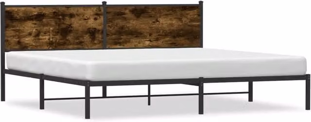 Berkfield Home Classic Metal Bed Frame in Smoked Oak Brown, W: 193 cm, D: 203 cm