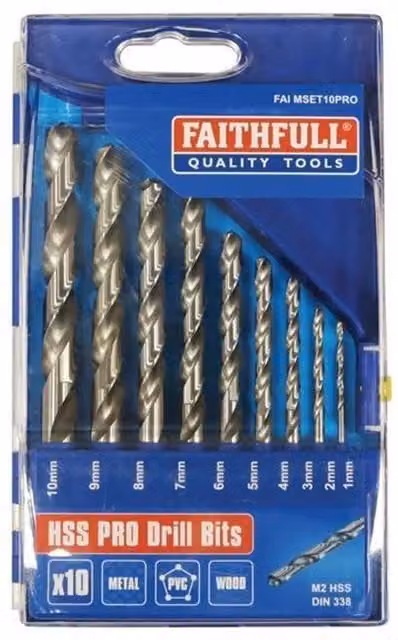 Faithfull Professional HSS Twist Drill Set in Silver and Multicolour with Plastic Case