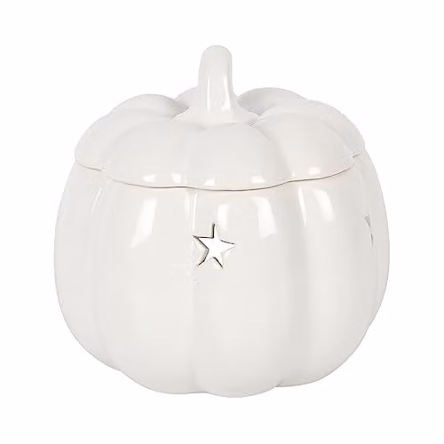 Something Different White Ceramic Pumpkin Tealight Oil Burner