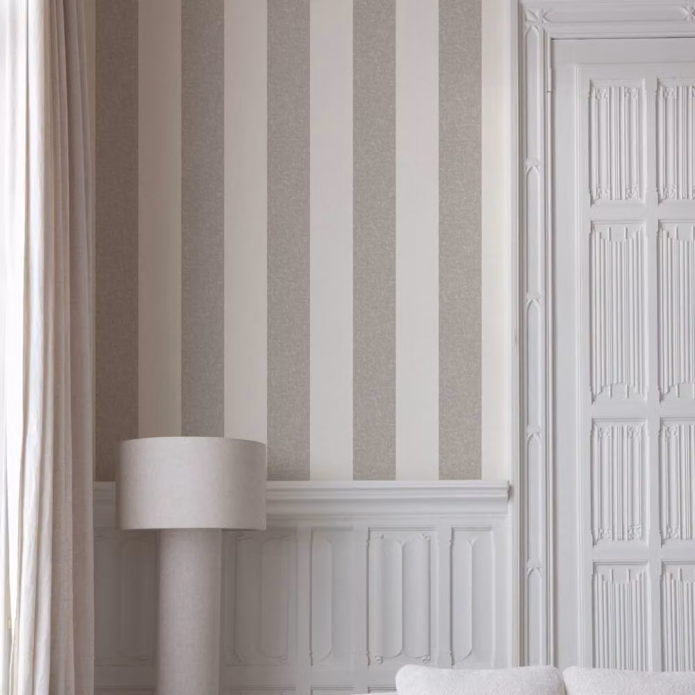 Grandeco Margritte Textured Wide Stripe Wallpaper in Beige and Taupe – 2