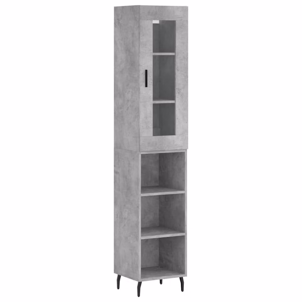 Berkfield Home Highboard in Grey with Glass Doors, W/D/H: 34.5 x 34 x 180 cm – 3