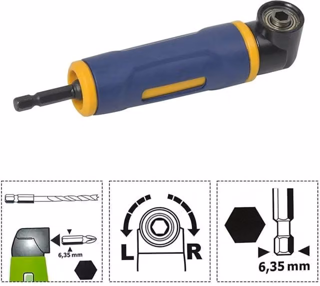 KORVIXA Blue Right Angle Screwdriver Adapter Bit Holder, Length: 12.5 cm – 1