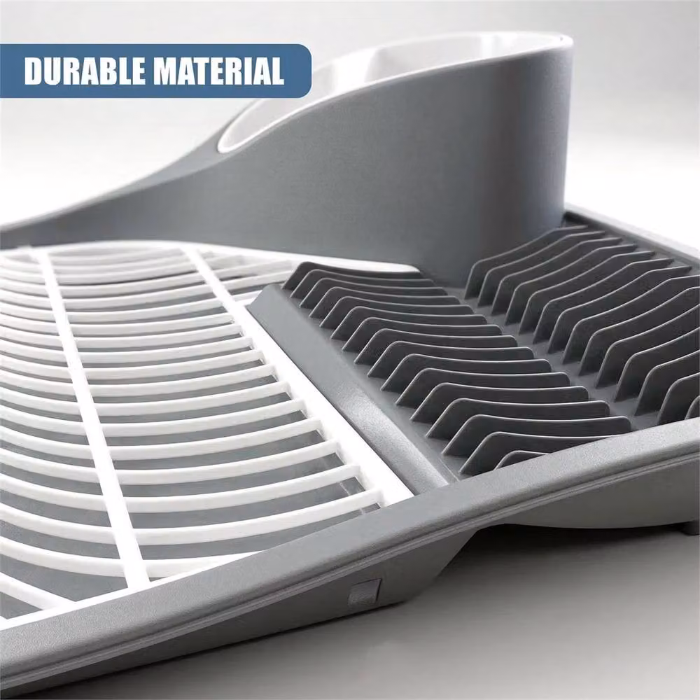 Nordara Space Saving Dish Drying Rack with Cutlery Holder in Grey – 3