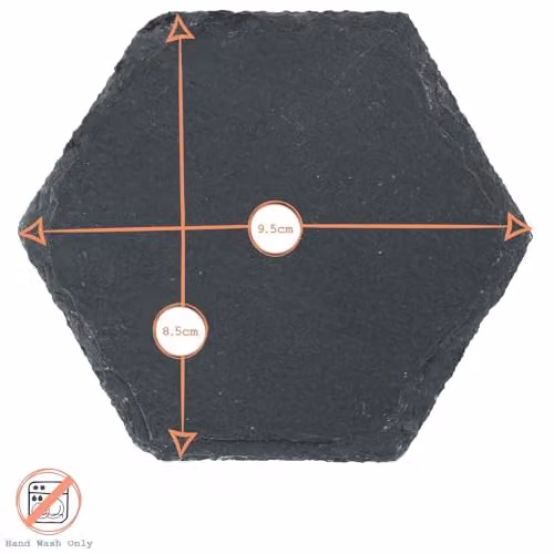 Argon Tableware Hexagon Slate Coasters, Set of 12, Black, Diameter: 10 cm – 3