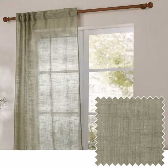 Yard Cirrus Sheer Tab Top Curtain Panel in Green, Width: 140 cm