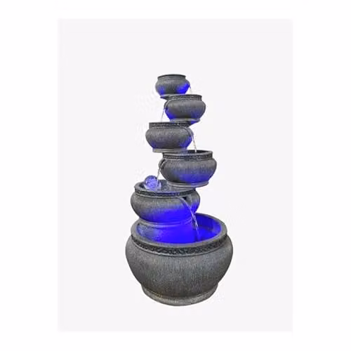 Tranquility Natural Grey Tabletop Cascade Water Feature with Protective Cover Kit and Tablets