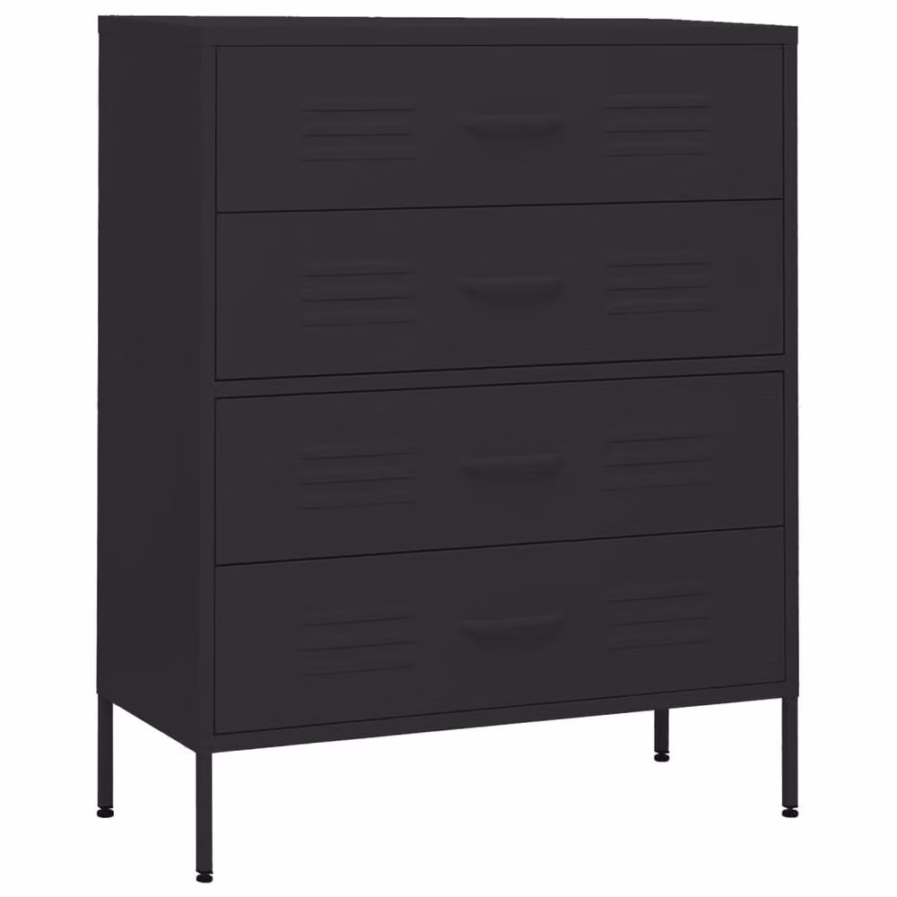 Berkfield Home Durable Metal Chest of Drawers in Black, W/D/H: 80 x 35 x 101.5 cm – 3