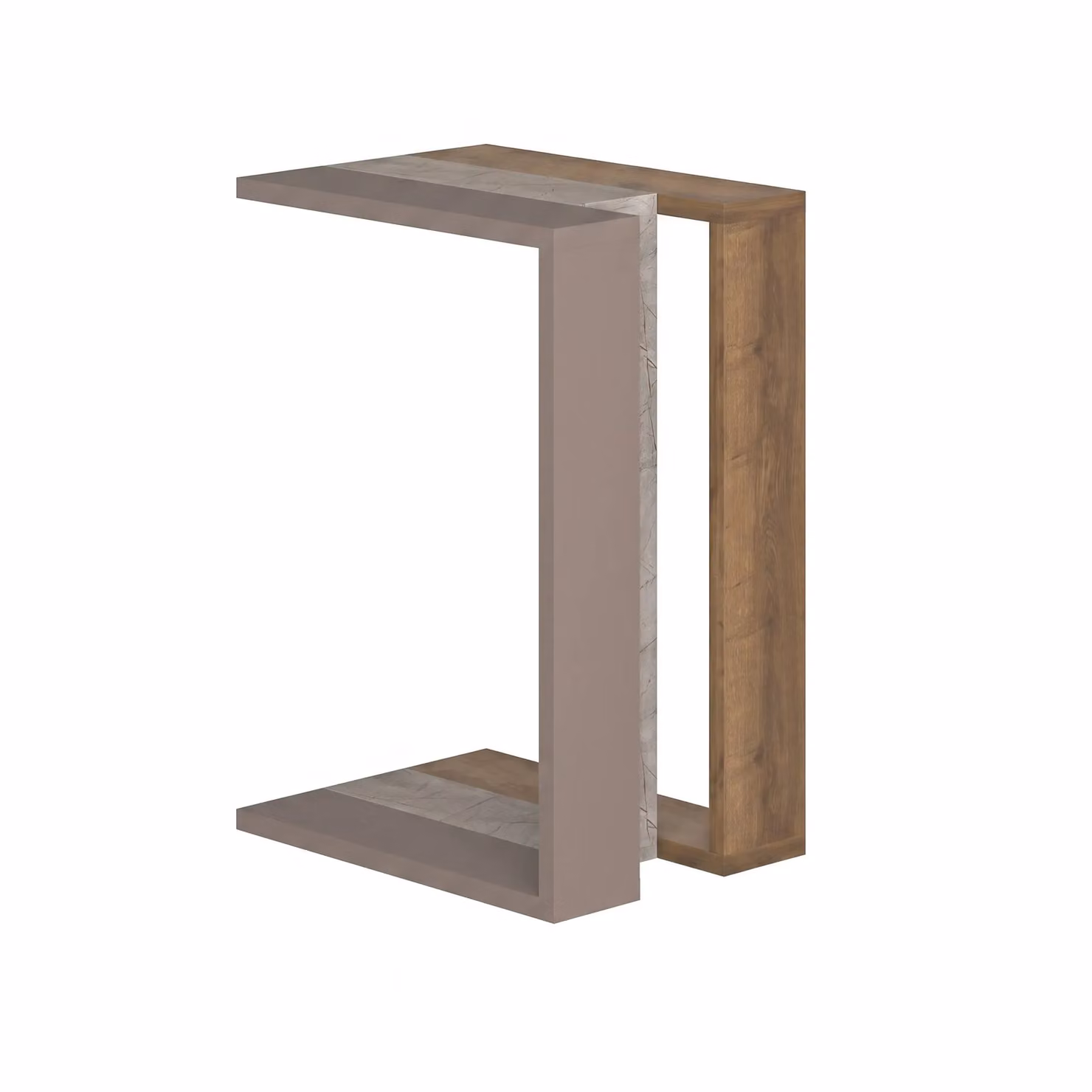 Decortie Muju Modern C-Shape Side Table in Gold and Brown, W/D/H: 30 x 30 x 57 cm – 2