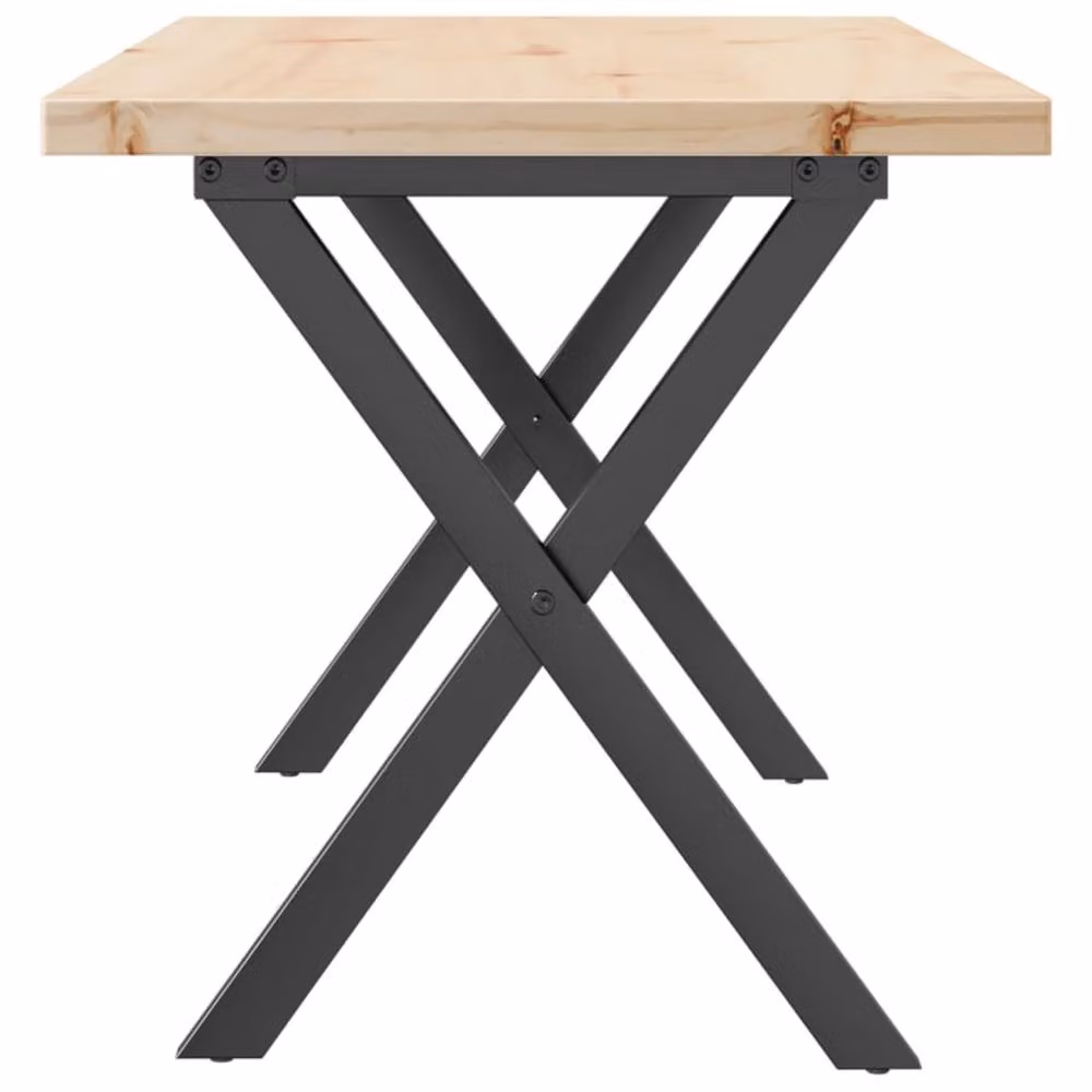 Berkfield Home X-Frame Coffee Table in Brown Solid Pine and Steel, W: 100 cm, D: 50 cm, H: 45.5 cm – 3