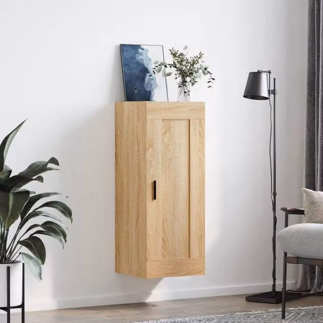 Berkfield Home Wall Mounted Cabinet in Sonoma Oak, Brown, W/D/H: 34.5 x 34 x 90 cm