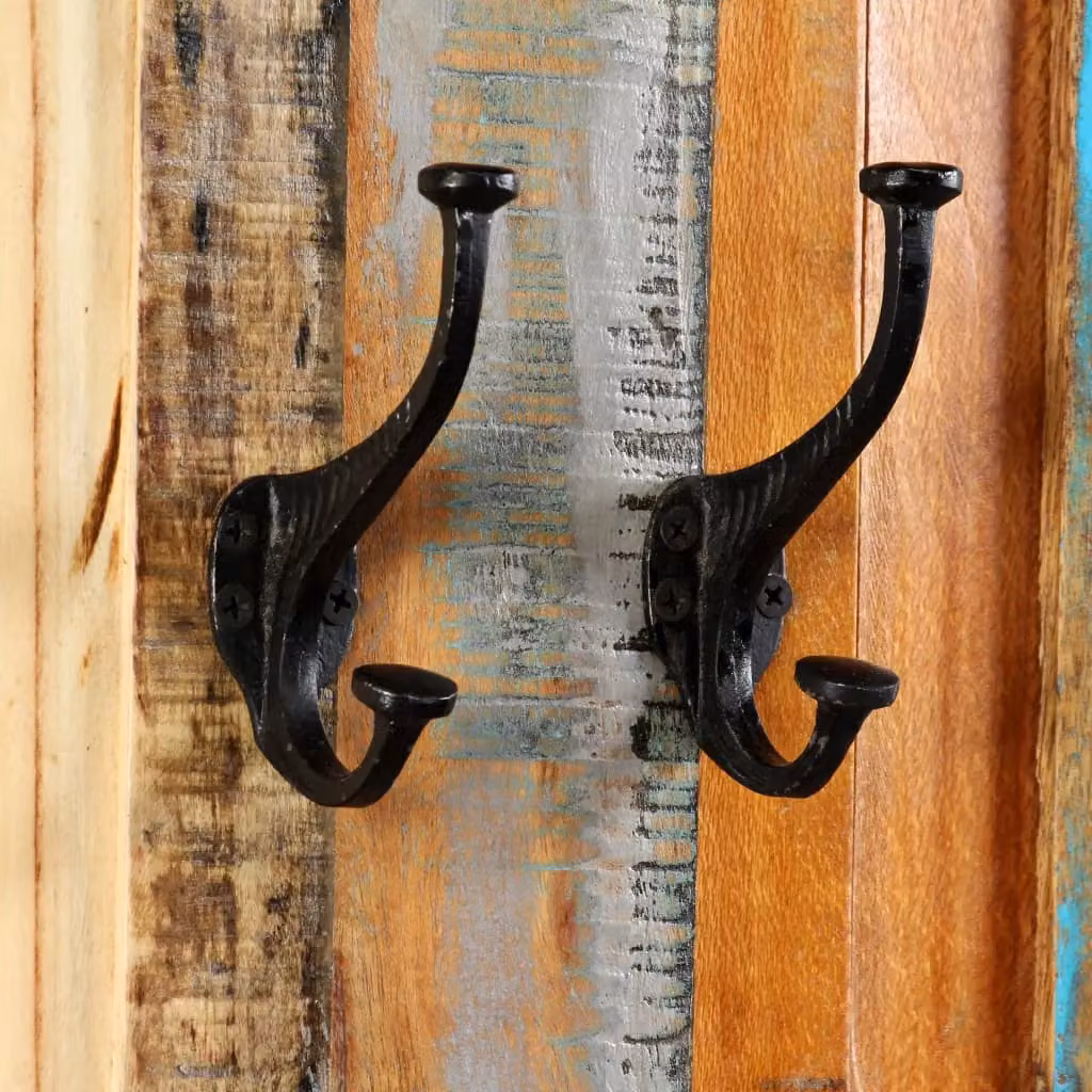 Berkfield Home Set of 2 Antique Multicolour Reclaimed Wood and Metal Coat Racks, W/H: 38 x 100 cm – 2