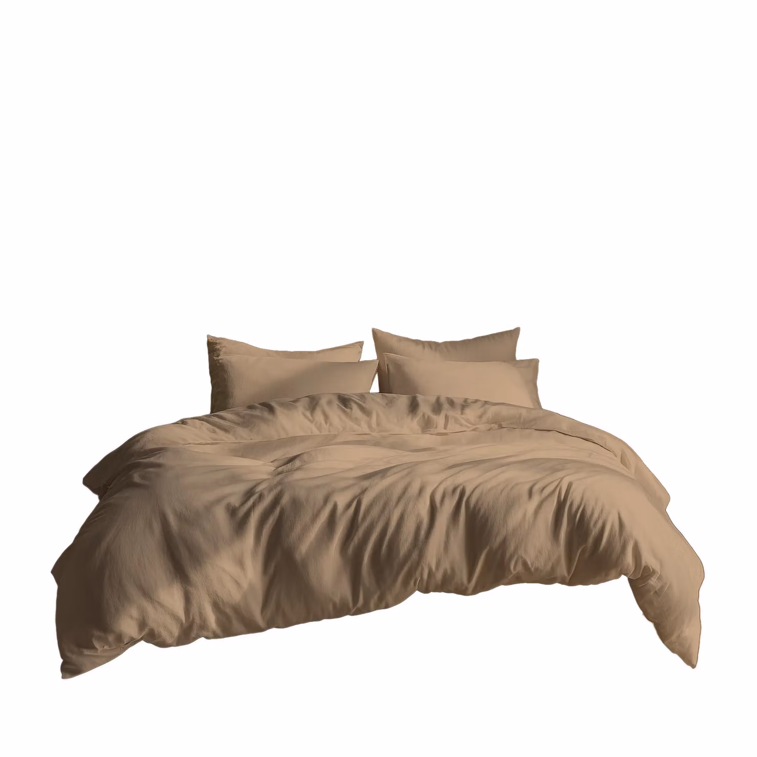 Home Sweet Home UK Plain Dyed Polycotton Duvet Cover and Pillowcase Set in Beige, Super King, 260 x 220 cm – 2