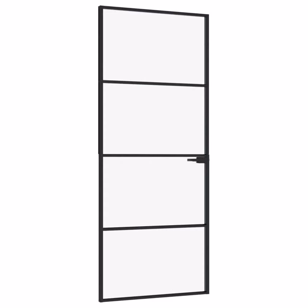 Berkfield Modern Interior Door in Black with Tempered Glass and Aluminium, W: 83 cm, H: 201.5 cm – 2