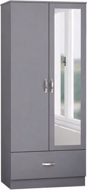 SPETLEK Modern Grey Wardrobe with Hinged Doors and Drawers – 1