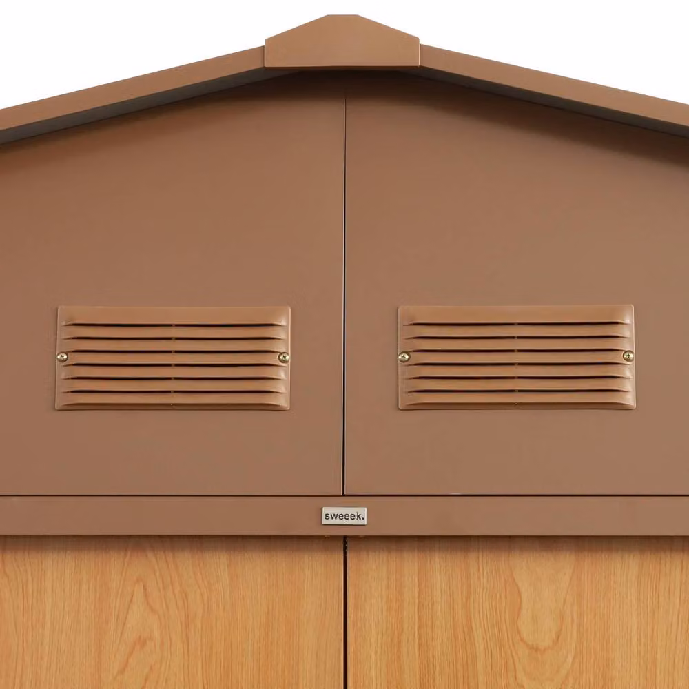 Sweek 10.85 m2 Metal Garden Shed with Two Sliding Doors in Brown – 3