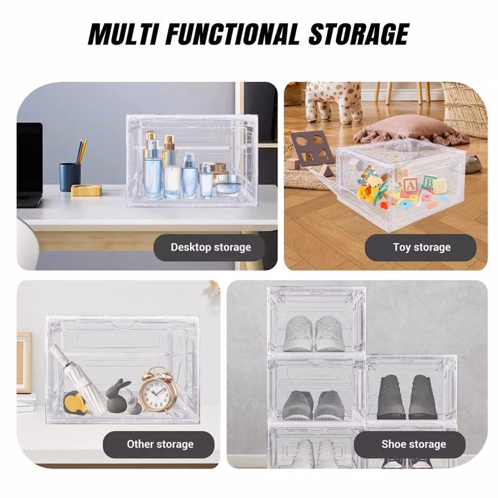 EONLION Stackable 9-Shoe Storage Boxes, Transparent Clear Acrylic, W/D/H: 50 x 50 x 50 cm – 2
