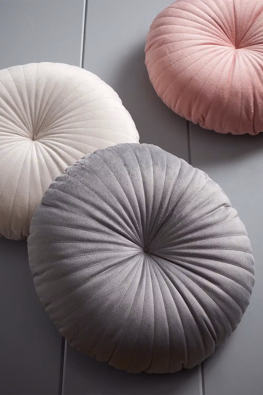 Catherine Lansfield Velvet Round Cushion in Beige, Diameter: 40 cm – 4