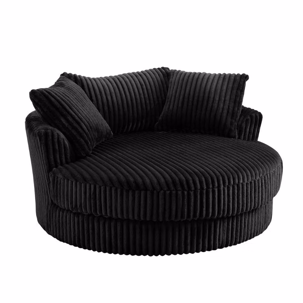 Home Detail Sky Corduroy Swivel Loveseat in Black – 3