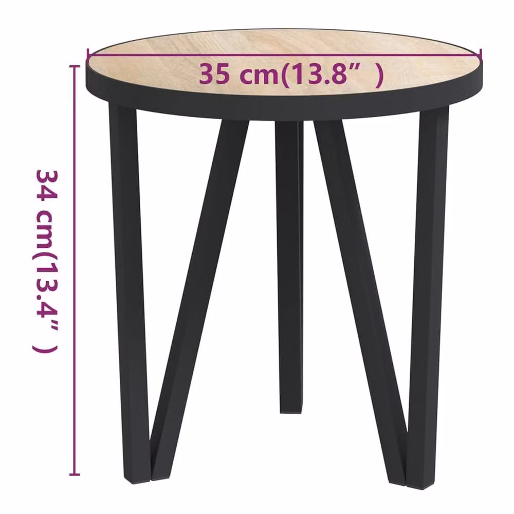 Berkfield Home Sonoma Oak Round Tea Table in Light Tan, Diameter: 35 cm – 4