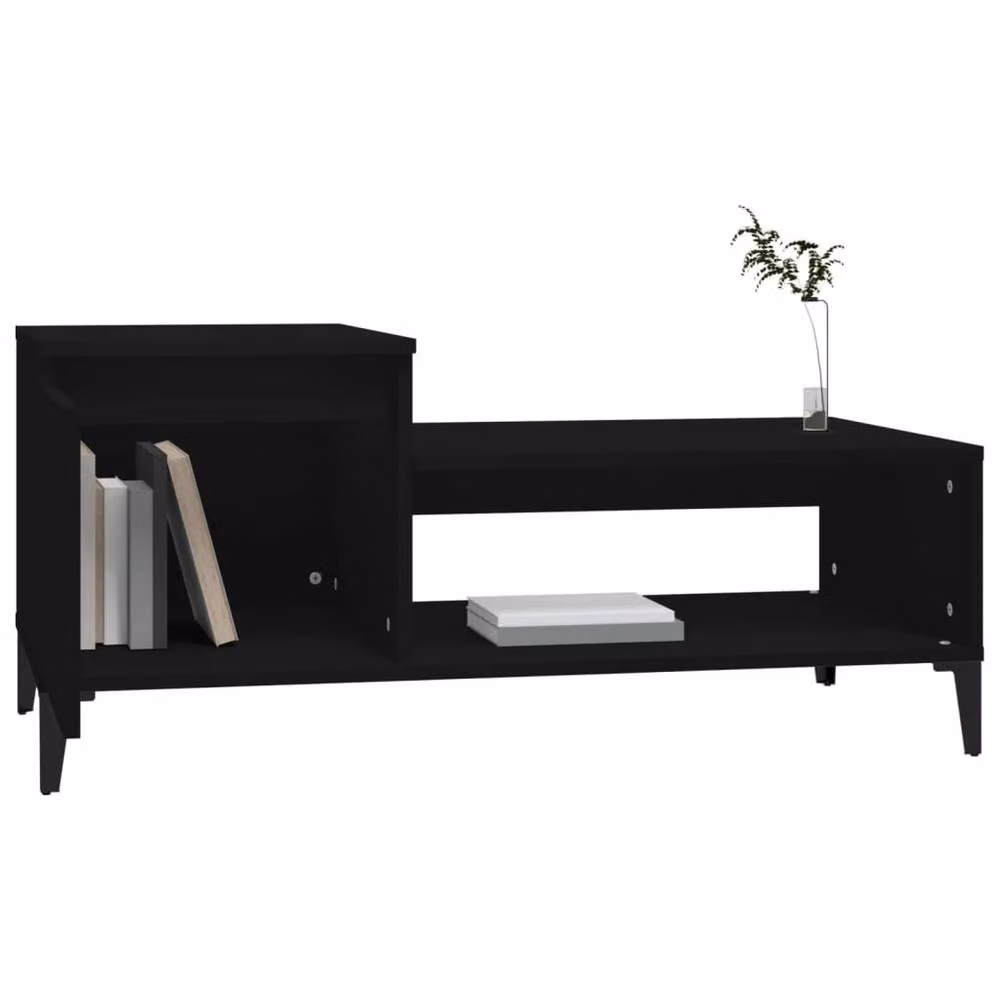 Berkfield Home Black Modern Rectangular Coffee Table in Engineered Wood W/D/H: 100 x 50 x 45 cm – 3
