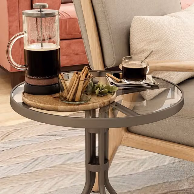Belofay Clear Round Tempered Glass Table Top with Polished Edge, Diameter: 50 cm