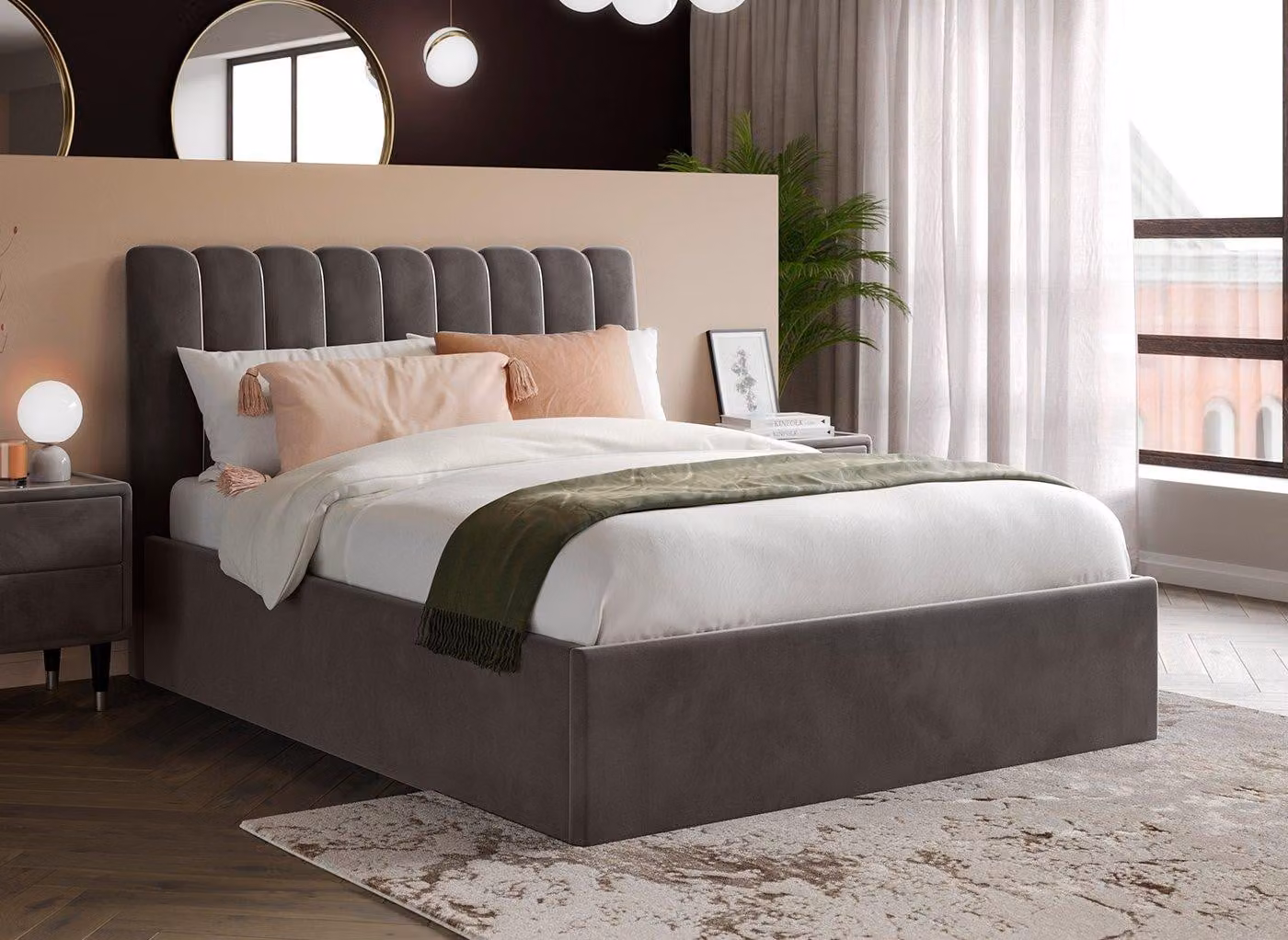 Dreams Mount Upholstered Velvet-Finish Ottoman Bed Frame with Lift-Up Base