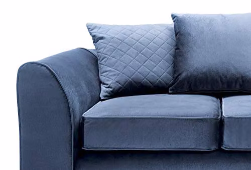 Abakus Direct Chicago 2 Seater Velvet Sofa in Blue, W/D/H: 160 x 89 x 78 cm – 5