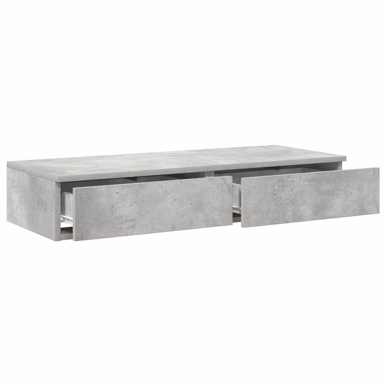 Berkfield Home Wall Mounted Bedside Table in Concrete Grey, W/D/H: 100 x 36.5 x 16.5 cm