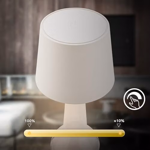 Briloner Rechargeable LED Bottle Lamp in White, Dimmable Touch Control, Warm White Light, W/D/H: 10.5 x 10.5 x 11.5 cm – 4